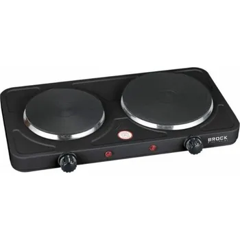 Vařič Elektrický vařič Brock, 2 plotýnky 18,5cm a 15,5cm, 1500+1000W, černý, litinový