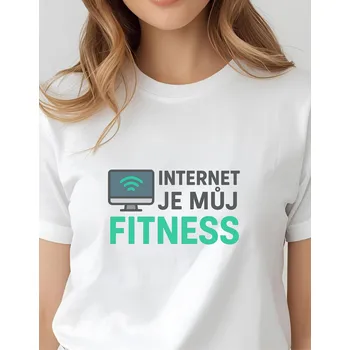 Dámské tričko Dámské tričko - Internet je můj fitness Barva: Růžová, Velikost: 2XL
