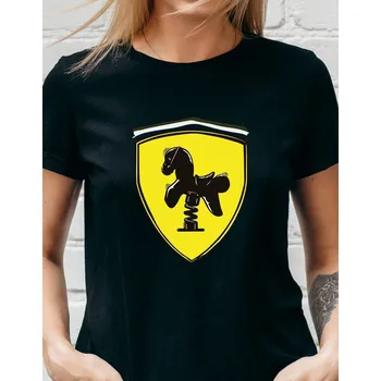 Dámské tričko Dámské tričko - Ferrari houpací kůň Barva: Růžová, Velikost: M