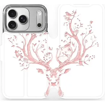 Pouzdro na mobilní telefon Flipové pouzdro Mobiwear - Apple iPhone 17 Pro - M007S Růžový jelínek (Knížkové flip pouzdro, obal, kryt na mobil Apple iPhone 17 Pro - M007S Růžový jelínek, materiál Umělá kůže + TPU - ochrana 360°, stojánek, silikonová vanička, magnetické zavírání)