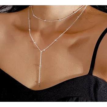 Náhrdelník B-TOP Jemný dvouvrstvý náhrdelník Double Layer - postříbřený