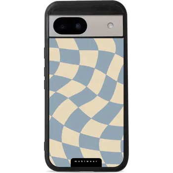 Pouzdro na mobilní telefon Lesklý kryt Mobiwear Glossy - Google Pixel 8A - GA59G Modrá a béžová šachovnice (Prémiové lesklé pouzdro, obal, kryt Mobiwear Glossy na mobil Google Pixel 8A - GA59G Modrá a béžová šachovnice, materiál Plast + TPU silikon - krytí po všech stranách,)