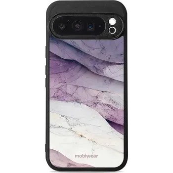 Pouzdro na mobilní telefon Lesklý kryt Mobiwear Glossy - Google Pixel 9 Pro XL - G028G - Bílý a fialový mramor (Prémiové lesklé pouzdro, obal, kryt Mobiwear Glossy na mobil Google Pixel 9 Pro XL - G028G - Bílý a fialový mramor, materiál Plast + TPU silikon - krytí po všech stranách