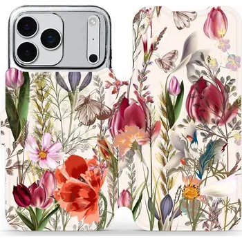 Pouzdro na mobilní telefon Flipové pouzdro Mobiwear - Apple iPhone 17 Pro Max - MP01S Rozkvetlá louka (Knížkové flip pouzdro, obal, kryt na mobil Apple iPhone 17 Pro Max - MP01S Rozkvetlá louka, materiál Umělá kůže + TPU - ochrana 360°, stojánek, silikonová vanička, magnetické)