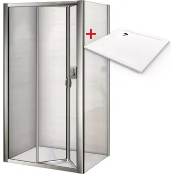 WRITE ROCKY 90x90 Sprchový kout se zalamovacími dveřmi a mramorovou vaničkou