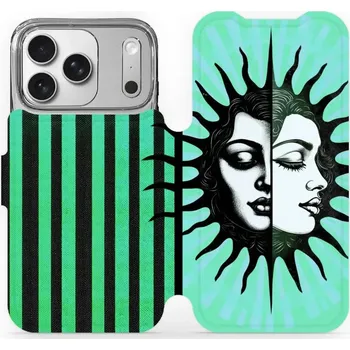 Pouzdro na mobilní telefon Flipové pouzdro Mobiwear - Apple iPhone 17 Pro - VP58S Dvě tváře slunce (Knížkové flip pouzdro, obal, kryt na mobil Apple iPhone 17 Pro - VP58S Dvě tváře slunce, materiál Umělá kůže + TPU - ochrana 360°, stojánek, silikonová vanička, magnetické zavírání)