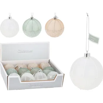 Vánoce KOOPMAN Vánoční koule 80 mm třpytivá, zdobená sněhem (mix 3 barev, cena /1 ks) 591638