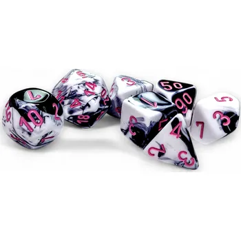 Příslušenství k deskovým hrám Chessex Sada 7 kostek Chessex - Gemini Black-White / pink - 26469