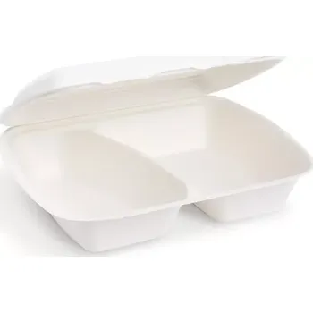 Jednorázové nádobí Menu box BIO (cukrová třtina) 2dílný 241 x 202 x 70 mm 1000ml [50 ks]