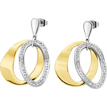 Náušnice Dámské ocelové náušnice propojené kroužky se zirkony | Elegantní design | Kvalitní zpracování | Dámské naušnice | Dámské šperky | ROMERO chirurgická ocel, zirkony
