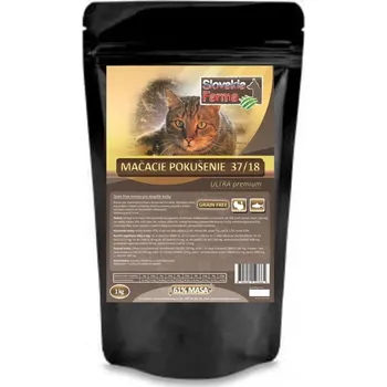 Krmivo pro kočku SlovakiaFarma Mačacie pokušenie 37/18 – ultra prémiové granule pro kočky (1 kg) Menší testovací balení superprémiových granulí z krůtího masa a ryb. Vhodné pro citlivé kočky nebo jako první ochutnávka kompletní výživy s vysokým obsahem masa.