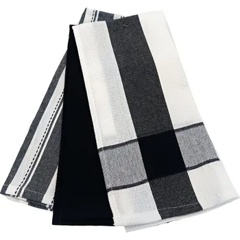Utěrka JAHU Kuchyňská utěrka 3ks vafle černá -100% bavlna (45x70cm)