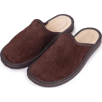 Oblečení a móda Vlnka pánské letní kožené pantofle - tmavě hnědá EU 41