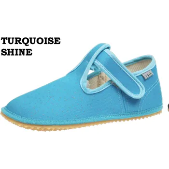 Dívčí bačkory Bačkůrky BFN 170020/W - turquoise shine/tyrkysová třpytka, Beda Barefoot Velikost: 28