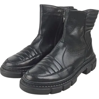 Dámská zimní obuv S 2184/F - 100 Dámské zdravotní a ortopedické kotníkové boty – černé, kožené, zateplené filcem, doprodej 37