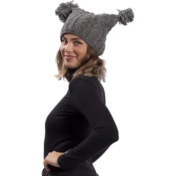 Čepice Vlněná čepice s dvěma bambulemi / šedá