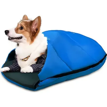 Pelíšek pro psa ZOOTED Spací pytel pro psa 67 × 85 cm, modrý, rozepínací