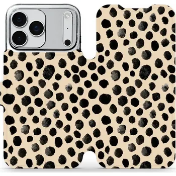 Pouzdro na mobilní telefon Flipové pouzdro Mobiwear - Apple iPhone 17 Pro Max - VA50S Černé puntíky (Knížkové flip pouzdro, obal, kryt na mobil Apple iPhone 17 Pro Max - VA50S Černé puntíky, materiál Umělá kůže + TPU - ochrana 360°, stojánek, silikonová vanička, magnetické zavírání