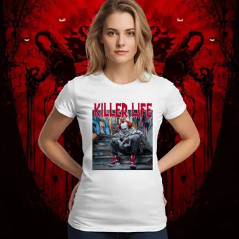 Dámské tričko Dámské tričko - Killer Life Klaun Barva: Růžová, Velikost: 3XL, Střih: Dámské