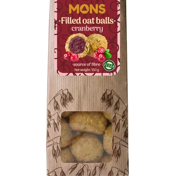 Čokoláda MONS Plněné ovesné kuličky s brusinkami 150 g