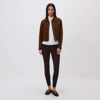 Dámské kalhoty Reserved - Legíny s vysokým podílem bavlny - tmavě hnědá - XU706-89X - XU706-89X-XS