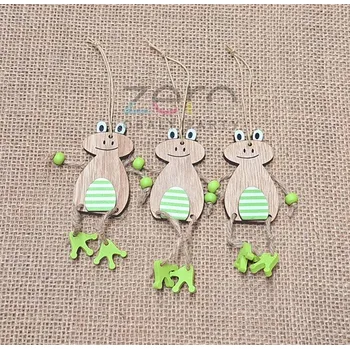 Žába dřevěná závěsná 13 cm (3 ks) - barevná