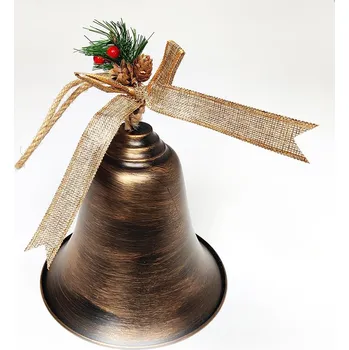Vánoce Zvonek měděný, s přízdobou, závěs, 20 cm