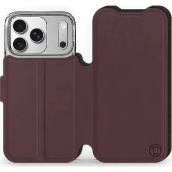 Pouzdro na mobilní telefon Flipové pouzdro Mobiwear Semiš - Apple iPhone 17 Pro - Bordové & Černé (Knížkové semišové flip pouzdro, obal, kryt na mobil Apple iPhone 17 Pro - Bordové & Černé, materiál semiš + TPU, ochrana 360°, stojánek, silikonová vanička, magnetické zavírání)