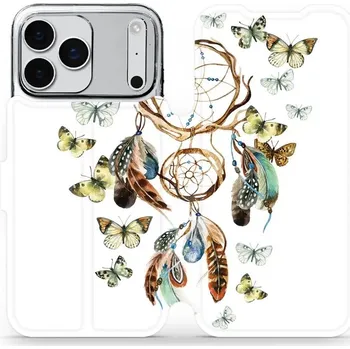Pouzdro na mobilní telefon Flipové pouzdro Mobiwear - Apple iPhone 17 Pro Max - M001P Lapač a motýlci (Knížkové flip pouzdro, obal, kryt na mobil Apple iPhone 17 Pro Max - M001P Lapač a motýlci, materiál Umělá kůže + TPU - ochrana 360°, stojánek, silikonová vanička, magnetické)