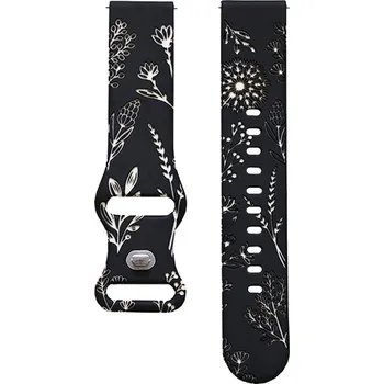 Příslušenství k chytrým hodinkám Madvell Silikonový řemínek Pampeliška černá s bílou 22mm