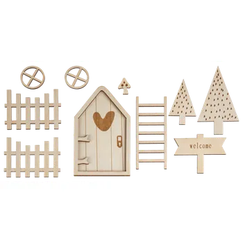 Vánoční dekorace LIVARNO home Dveře pro vánočního skřítka s příslušenstvím (sada dekorací z edice Heart) Dřevěné Vánoční dekorace Dřevo