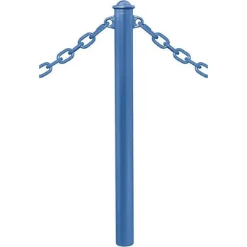 Plotový sloupek Procity Zahrazovací ocelový sloupek Province Ø 76 mm pro řetěz, dvě oka, barva modrá RAL5010, hlavice Agora
