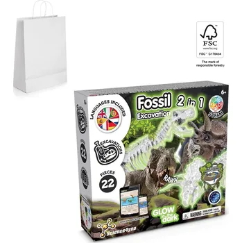 2 in 1 Fossil Excavation Kit II. Vzdělávací hra dodáváno s dárkovou taškou z kraftového papíru (90 g/m²), vyrobené z certifikovaného materiálu FSC™ a dalších kontrolovaných materiálů 1 bez potisku bez potisku