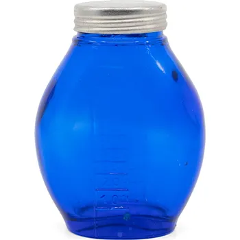 Láhev Lahvička skleněná s víčkem PLIVÁTKO s měrkou 100 ml MODRÁ