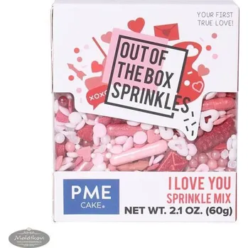 Jedlá dekorace na dort PME Valentýnské posypky "Out of the Box" - Miluji tě (60g)