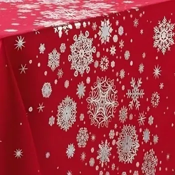 ubrus Ubrus vánoční, 150 × 240 cm, červený s vločkami 1722036