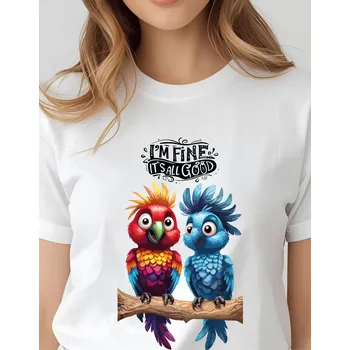 Dámské tričko - Ptáčci Barva: Růžová, Velikost: 2XL