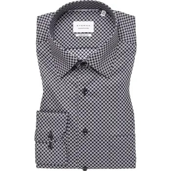 Pánská košile Košile Eterna Comfort Fit Dynamic cotton Print šedá velikost: 46, délka rukávu: dlouhý rukáv