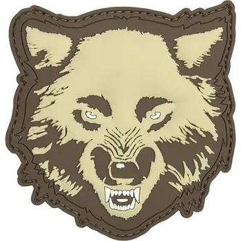 Nášivka 101INC Nášivka 3D plastová VLK velcro COYOTE