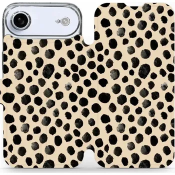 Pouzdro na mobilní telefon Flipové pouzdro Mobiwear - Apple iPhone Air - VA50S Černé puntíky (Knížkové flip pouzdro, obal, kryt na mobil Apple iPhone Air - VA50S Černé puntíky, materiál Umělá kůže + TPU - ochrana 360°, stojánek, silikonová vanička, magnetické zavírání)