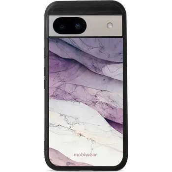 Pouzdro na mobilní telefon Lesklý kryt Mobiwear Glossy - Google Pixel 8A - G028G - Bílý a fialový mramor (Prémiové lesklé pouzdro, obal, kryt Mobiwear Glossy na mobil Google Pixel 8A - G028G - Bílý a fialový mramor, materiál Plast + TPU silikon - krytí po všech stranách,)
