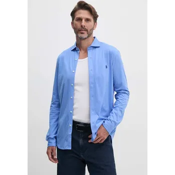 Pánská košile Bavlněná košile Polo Ralph Lauren regular, s klasickým límcem 710899386 modrá 55A, vel. M