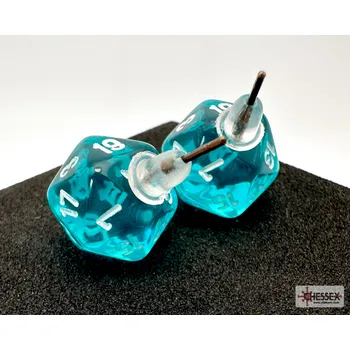 Příslušenství k deskovým hrám Chessex Náušnice Chessex Translucent Teal D20 - pecka - 54502