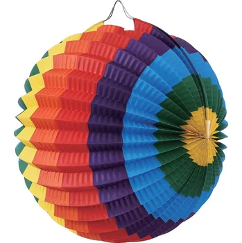 Party dekorace Lampion kulatý 26x22,5 cm Duhové barvy