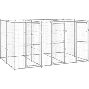 klec pro psa vidaXL Venkovní psí kotec pozinkovaná ocel 7,26 m² [3082261] Barva: Stříbrná