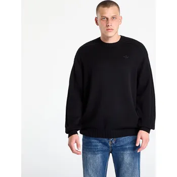 Pánský svetr Svetr adidas Premium Essentials Knit Crewneck Black/ Semi Lucid Fuchsia XL