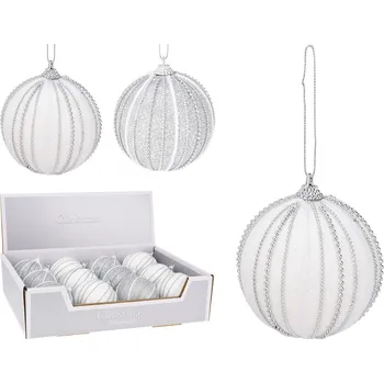 Vánoční dekorace KOOPMAN Vánoční koule 80 mm třpytivá, zdobená goralkami (mix 2 barev, cena /1 ks) 591637