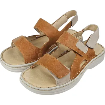 Dámské sandále 1202/P - 03/01 Celokožené dámské zdravotní sandály v hnědé barvě, doprodej 38