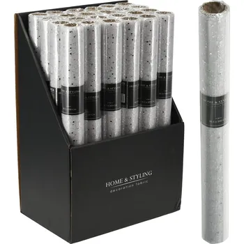 Organza látková 38x200 cm - síťovaná látka se třpytivým vzorem - stříbrná 591730