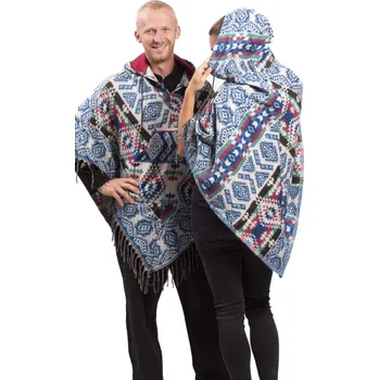 Dámské pončo Pončo se vzory PANKAJ modro-bílá I.